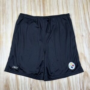 Vintage 2000s Pittsburgh Steelers Reebok NFL‎ Shorts Men's XL Black Mesh Y2K